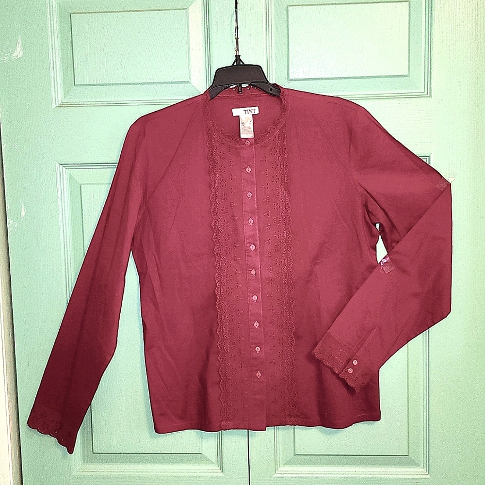 TINT Blouse - Deep Burgundy (Size S) EUC